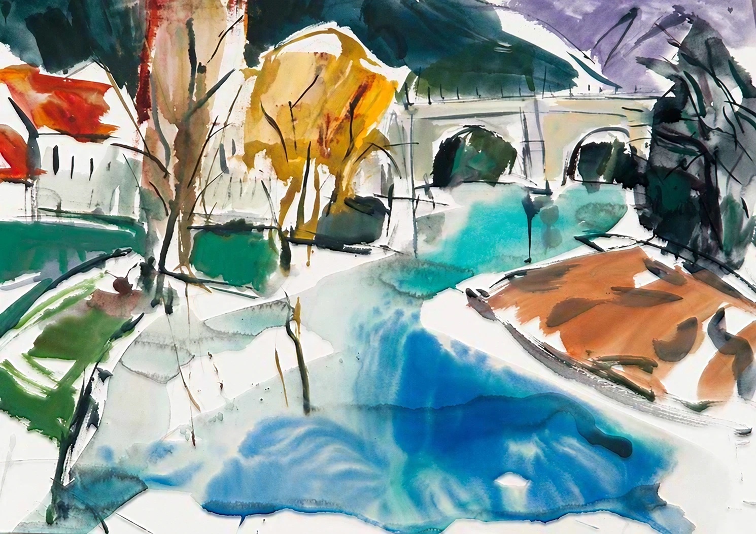 Aquarel van Johan Meeske, 2014.