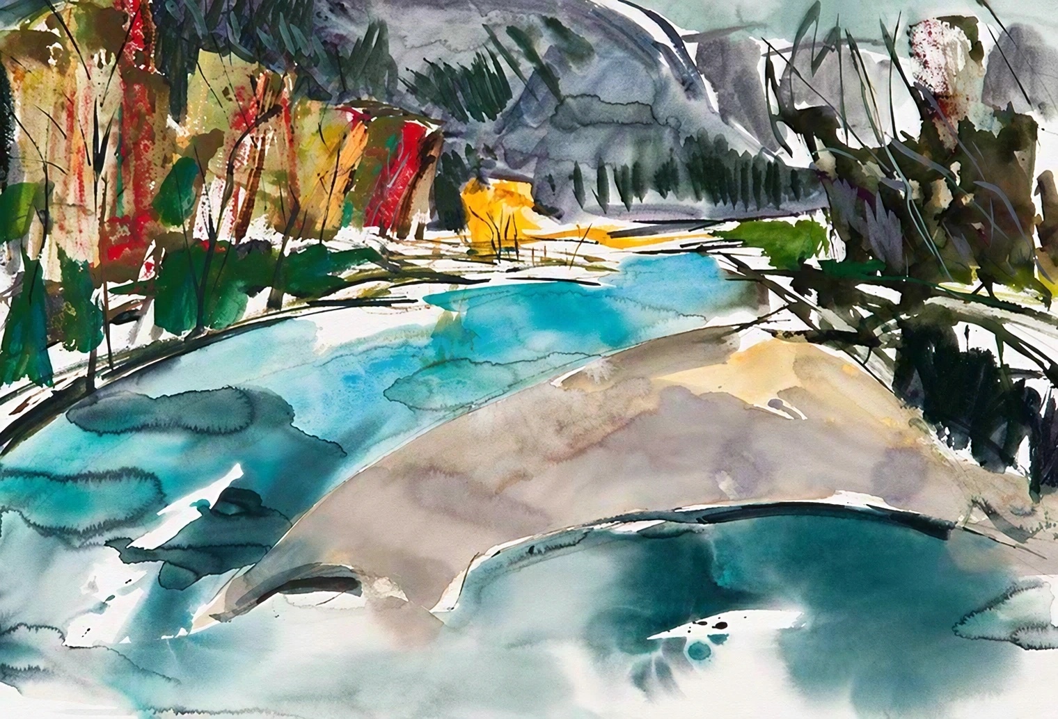 Aquarel van Johan Meeske, 2014.